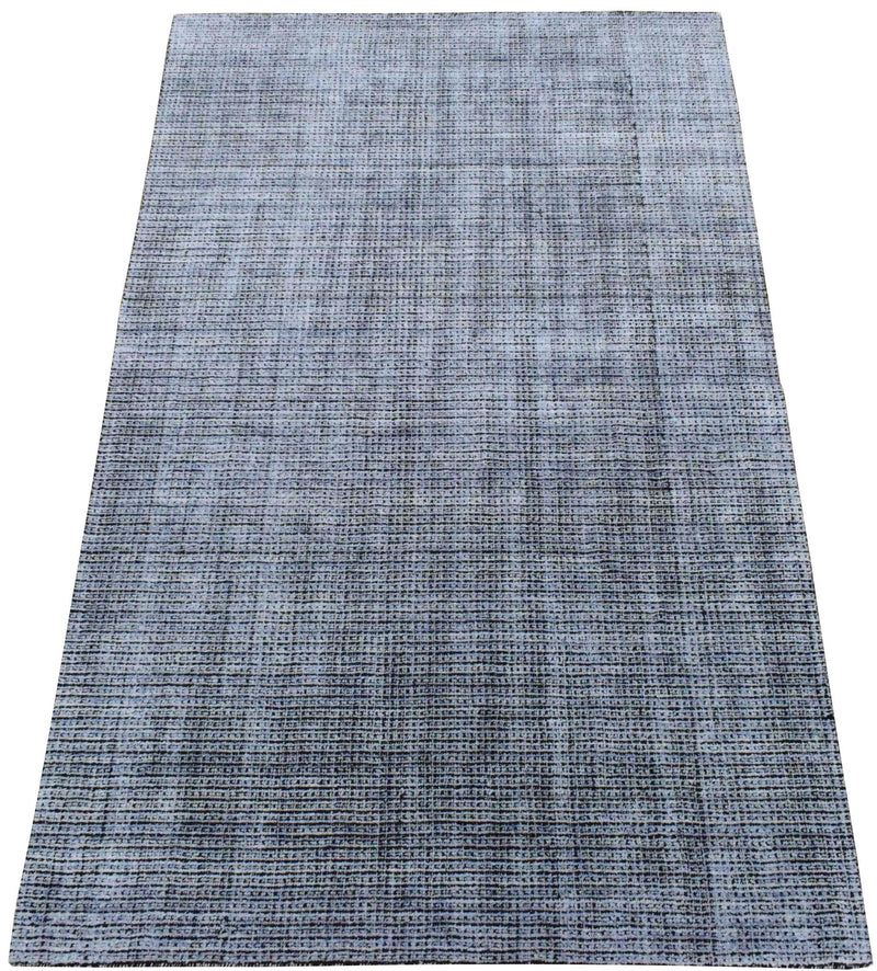 5x8 Silver and Black Handmade Area Rug Made With Fine Viscose