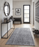 Silver and Black Contemporary Hand Loom Viscose Area Rug 5x8
