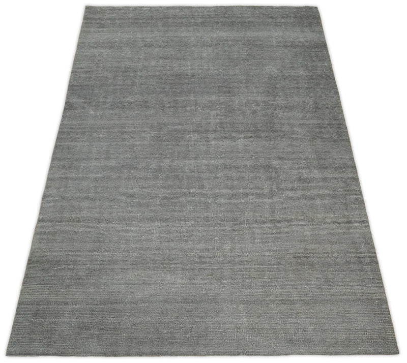 5x8 Solid Gray Rug made with wool and viscose blend | TRD178A