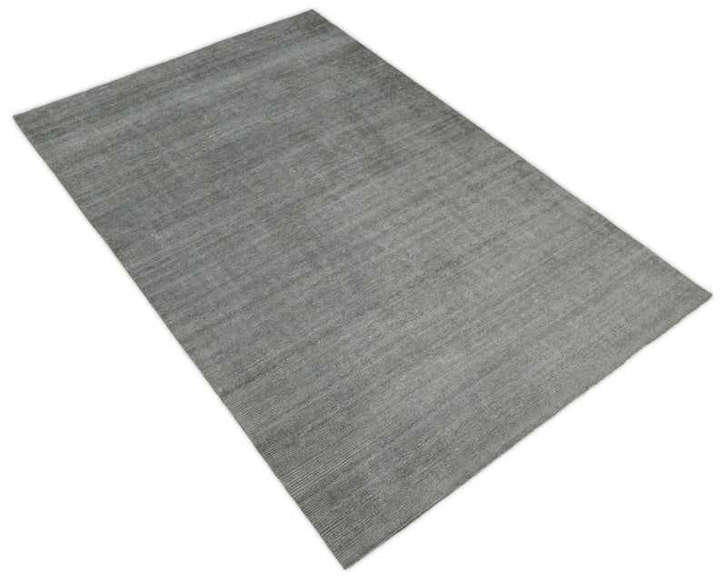 5x8 Solid Gray Rug made with wool and viscose blend | TRD178A