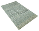 5x8 Teal and Silver Hand Knotted Southwestern Tribal Trellis wool Area Rug