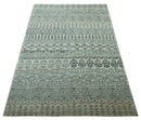 5x8 Teal and Silver Hand Knotted Southwestern Tribal Trellis wool Area Rug