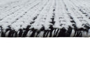 Modern Contemporary Black and White Hand Loom Wool 5x8 Area Rug
