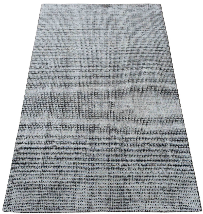 5x8 White and Black Handmade Area Rug Made With Fine Viscose | TRD0081AR58