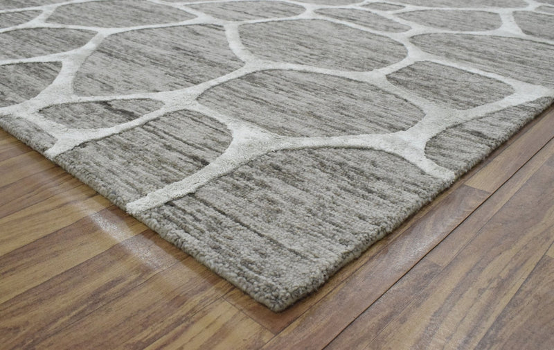 5x8 Handmade Geometrical Design Wool and Viscose Area Rug