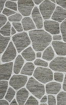 Modern Contemporary Brown Ivory Wool Hand Tufted Area Rug 5x8