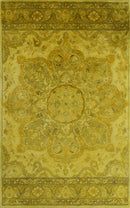 Gold Traditional Floral Hand Tufted Wool Area Rug - Overdyed by The Rug Decor
