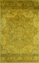 Gold Traditional Floral Design Hand Tufted Overdyed Wool Area Rug
