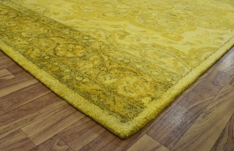 5x8 Gold Handmade Overdyed Wool Area Rug