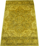 Gold Traditional Floral Hand Tufted Wool Area Rug - Overdyed by The Rug Decor