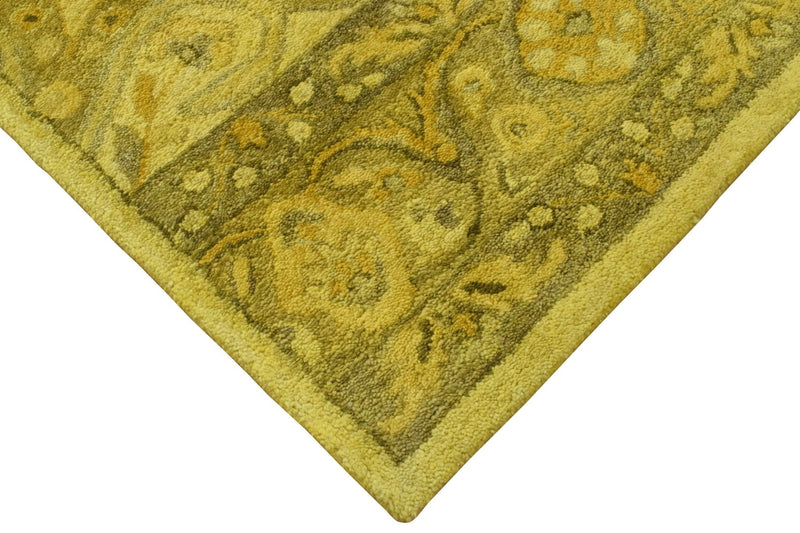 5x8 Gold Handmade Overdyed Wool Area Rug