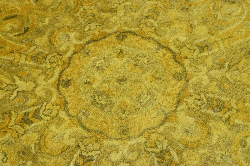 5x8 Gold Handmade Overdyed Wool Area Rug