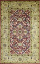 5x8 Red and Camel Handmade Classic Vintage Wool Area Rug