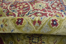 Red and Camel Traditional Hand Tufted Premium Fine Wool Area Rug 5x8 with Soft Pile