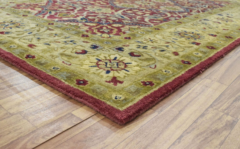 5x8 Red and Camel Handmade Classic Vintage Wool Area Rug