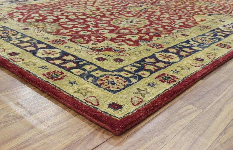 5x8 Red and Gold Handmade Classic Vintage Design Wool Area Rug