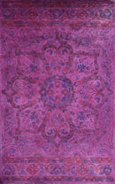 Overdyed Pink Traditional Floral Design Hand Tufted  Wool Area Rug