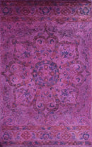 Pink Overdyed Traditional Floral Design Hand Tufted Wool Area Rug by The Rug Decor