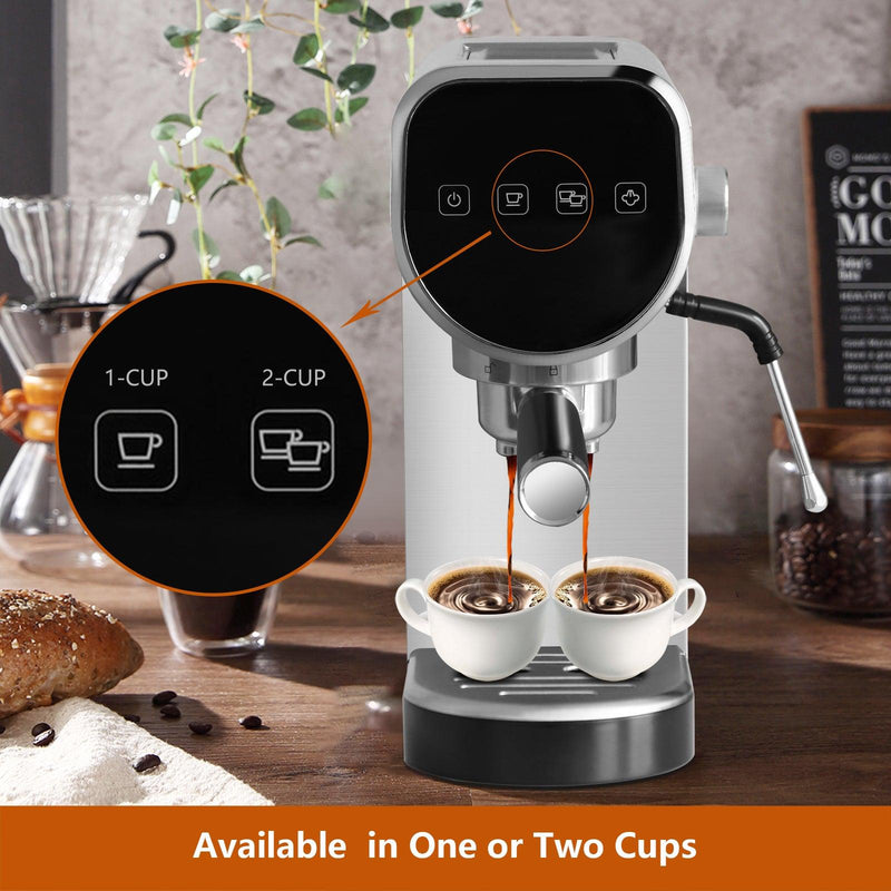 20 Bar Espresso Machine for Home with Milk Frother Wand, Coffee Maker with Digital Touch Screen