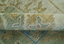 Custom Made Hand Knotted Beige and Blue Traditional Turkish Wool Rug