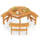 6-Person Round Picnic Table Set with 3 Built-in Benches and Umbrella Hole by LJGDeals