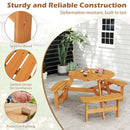 6-Person Round Picnic Table Set with 3 Built-in Benches and Umbrella Hole by LJGDeals