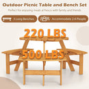 6-Person Round Picnic Table Set with 3 Built-in Benches and Umbrella Hole by LJGDeals