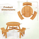 6-Person Round Picnic Table Set with 3 Built-in Benches and Umbrella Hole by LJGDeals
