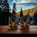 Gold Stag Deer Whiskey Glasses by Jersey Art Glass