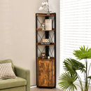 Tall Corner Storage Cabinet with 3-Tier Shelf and Enclosed Cabinet by LJGDeals