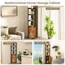 Tall Corner Storage Cabinet with 3-Tier Shelf and Enclosed Cabinet by LJGDeals