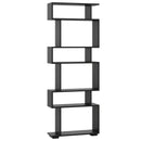 6-Tier Geometric Bookshelf with 2 Anti-Tipping Kits for Home Office-Brown by DirectDeals