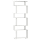 6-Tier Geometric Bookshelf with 2 Anti-Tipping Kits for Home Office-Brown by DirectDeals