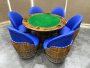 Whiskey & Wine Barrel Game Table Set — Poker Top and Dining Top Included, 6 Chairs