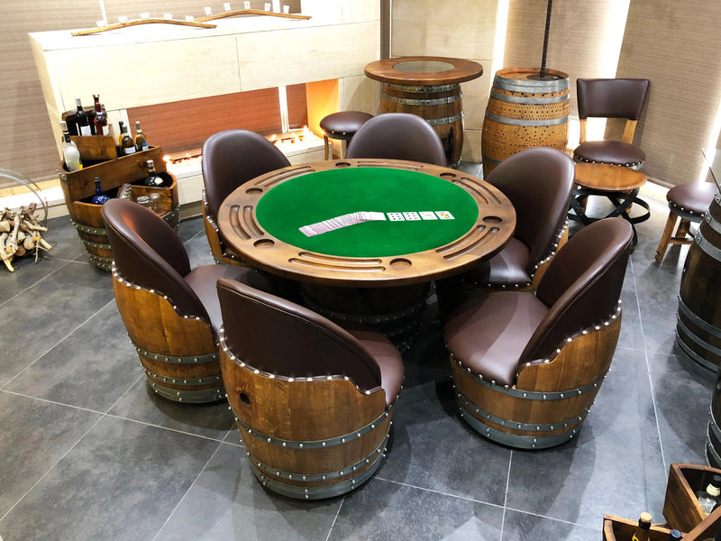 6-Chair Barrel Table Game Set (With Dining Top Option)