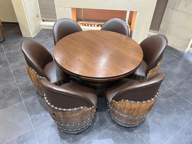 6-Chair Barrel Table Game Set (With Dining Top Option)