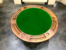 Whiskey & Wine Barrel Game Table Set — Poker Top and Dining Top Included, 6 Chairs