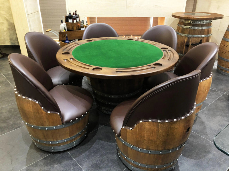 6-Chair Barrel Table Game Set (With Dining Top Option)