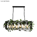 GobekUsa 6-Head Metal Island Pendant - Antique Black Rectangular LED Down Lighting for Restaurants with Plant Decor