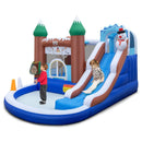 6-in-1 Winter Theme Snowman Inflatable Castle with Slide and Trampoline without Blower by LJGDeals