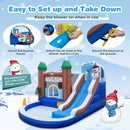 6-in-1 Winter Theme Snowman Inflatable Castle with Slide and Trampoline without Blower by LJGDeals