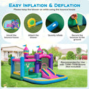 6-in-1 Kids Blow up Castle with Slide and Jumping Area and Ball Pit Pools without Blower by LJGDeals