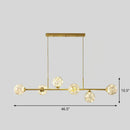 GobekUsa 6-Light Linear Dining Room Island Pendant with Postmodern Metallic Finish and Glass Ball Shades