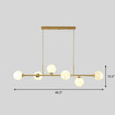GobekUsa 6-Light Linear Dining Room Island Pendant with Postmodern Metallic Finish and Glass Ball Shades