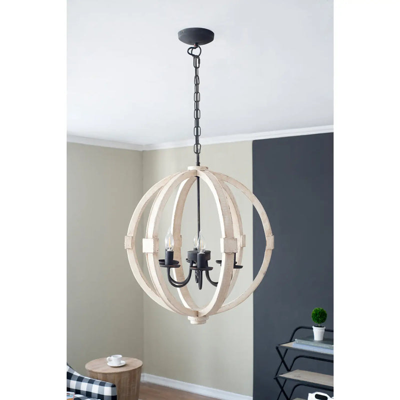 6-Light Wood Chandelier with Adjustable Chain for Kitchen & Entry, photo 4 of 6