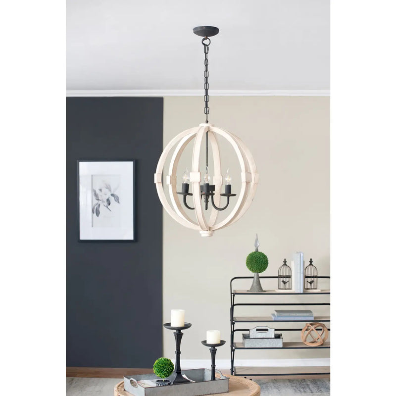 6-Light Wood Chandelier with Adjustable Chain for Kitchen & Entry, photo 6 of 6