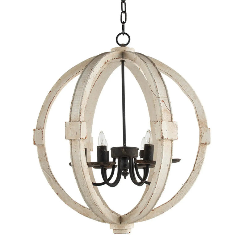 6-Light Wood Chandelier with Adjustable Chain for Kitchen & Entry