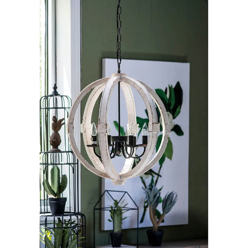 6-Light Wood Chandelier with Adjustable Chain for Kitchen & Entry, photo 5 of 6