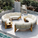Alora 6-Person Half Moon Beige Patio Sectional Set With Cushions And Table (SAK61928) by SAKSBY WHOLESALE