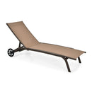 6-Poisition Adjustable Outdoor Chaise Recliner with Wheels by LJGDeals